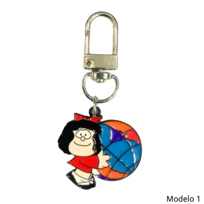 Mini Llavero Mafalda Metal 1 Con Mundo