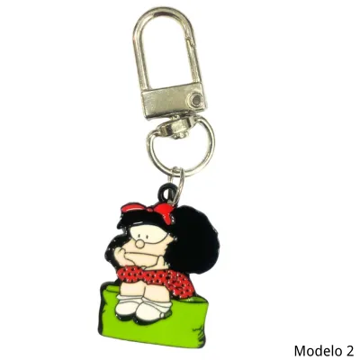 Mini Llavero Mafalda Metal 2 Pensando